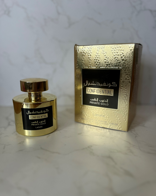 Confidential Private Gold Eua de Perfume by Lattafa 3.4 oz Mujer